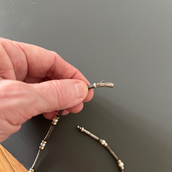 David Yurman Hampton 585 14K Gold 925 Sterling Silver Choker Pearl Necklace - Picture 10 of 10